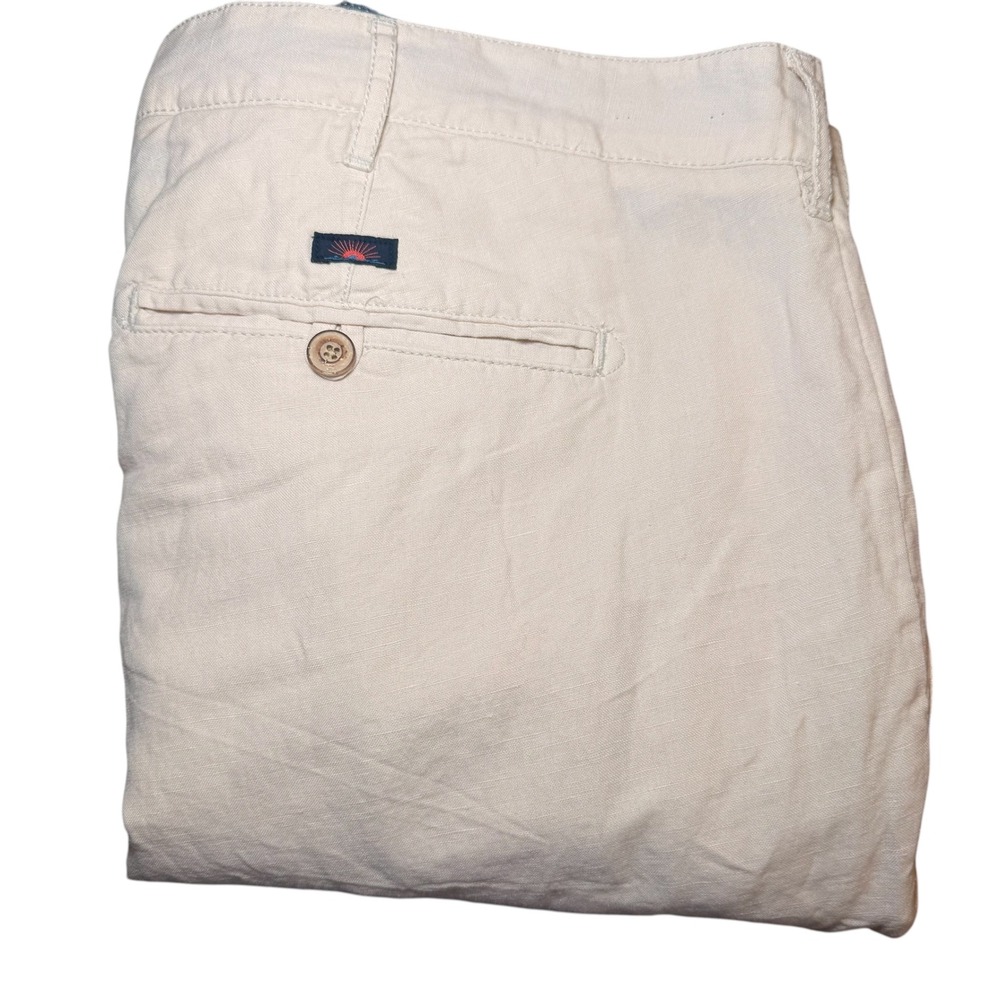 Faherty Brand Mens Malibu Chino Shorts Sz 42 Linen Blend Stone MBC0007STN